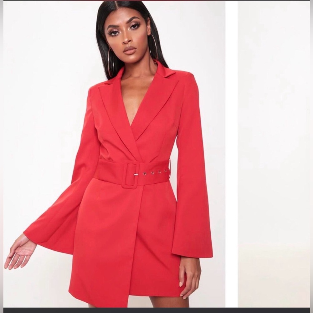 Leith Vibrant Red Romper/blazer Dress